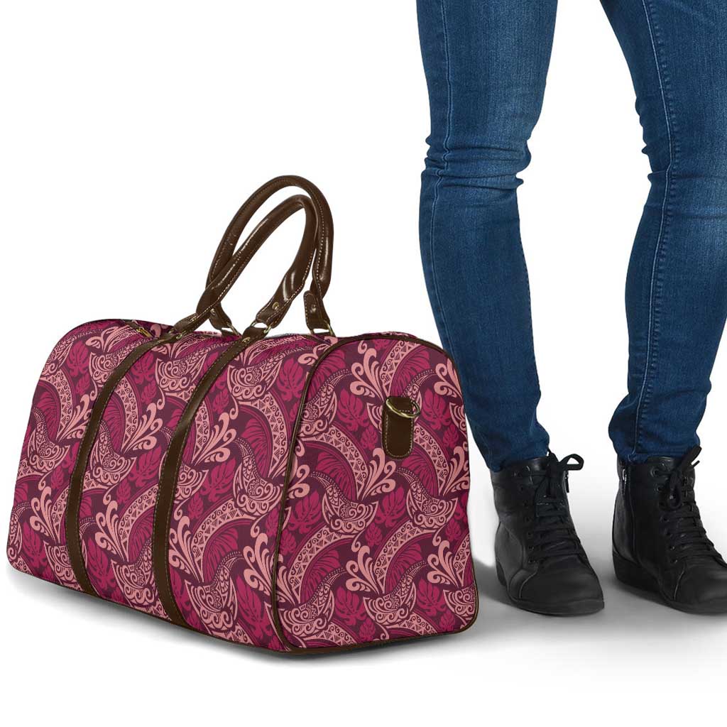 Sweet Pink Monstera Travel Bag Polynesian Tribal Pattern - Polynesian Pride