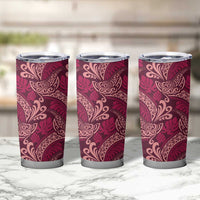 Sweet Pink Monstera Tumbler Cup Polynesian Tribal Pattern - Polynesian Pride