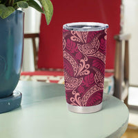 Sweet Pink Monstera Tumbler Cup Polynesian Tribal Pattern - Polynesian Pride