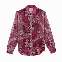 Sweet Pink Monstera Women Casual Shirt Polynesian Tribal Pattern - Polynesian Pride