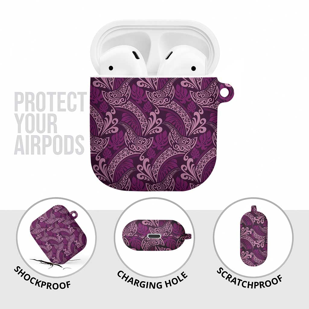 Royal Purple Monstera AirPods Case Polynesian Tribal Pattern - Polynesian Pride