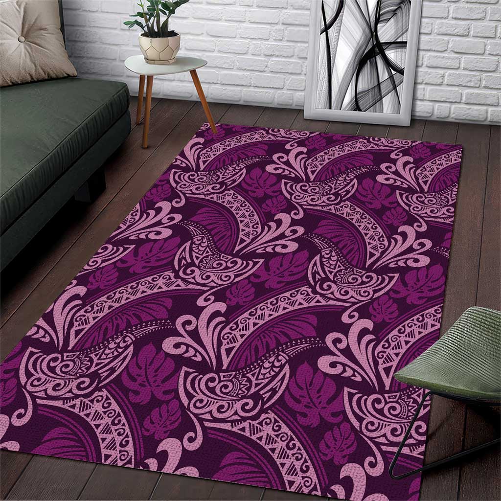 Royal Purple Monstera Area Rug Polynesian Tribal Pattern - Polynesian Pride