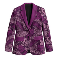 Royal Purple Monstera Blazer Polynesian Tribal Pattern - Polynesian Pride