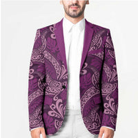 Royal Purple Monstera Blazer Polynesian Tribal Pattern - Polynesian Pride