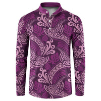 Royal Purple Monstera Button Sweatshirt Polynesian Tribal Pattern - Polynesian Pride