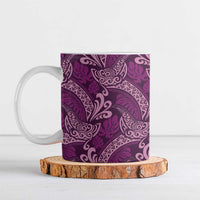 Royal Purple Monstera Ceramic Mug Polynesian Tribal Pattern - Polynesian Pride