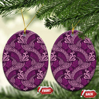Royal Purple Monstera Ceramic Ornament Polynesian Tribal Pattern - Polynesian Pride
