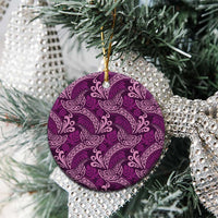 Royal Purple Monstera Ceramic Ornament Polynesian Tribal Pattern - Polynesian Pride
