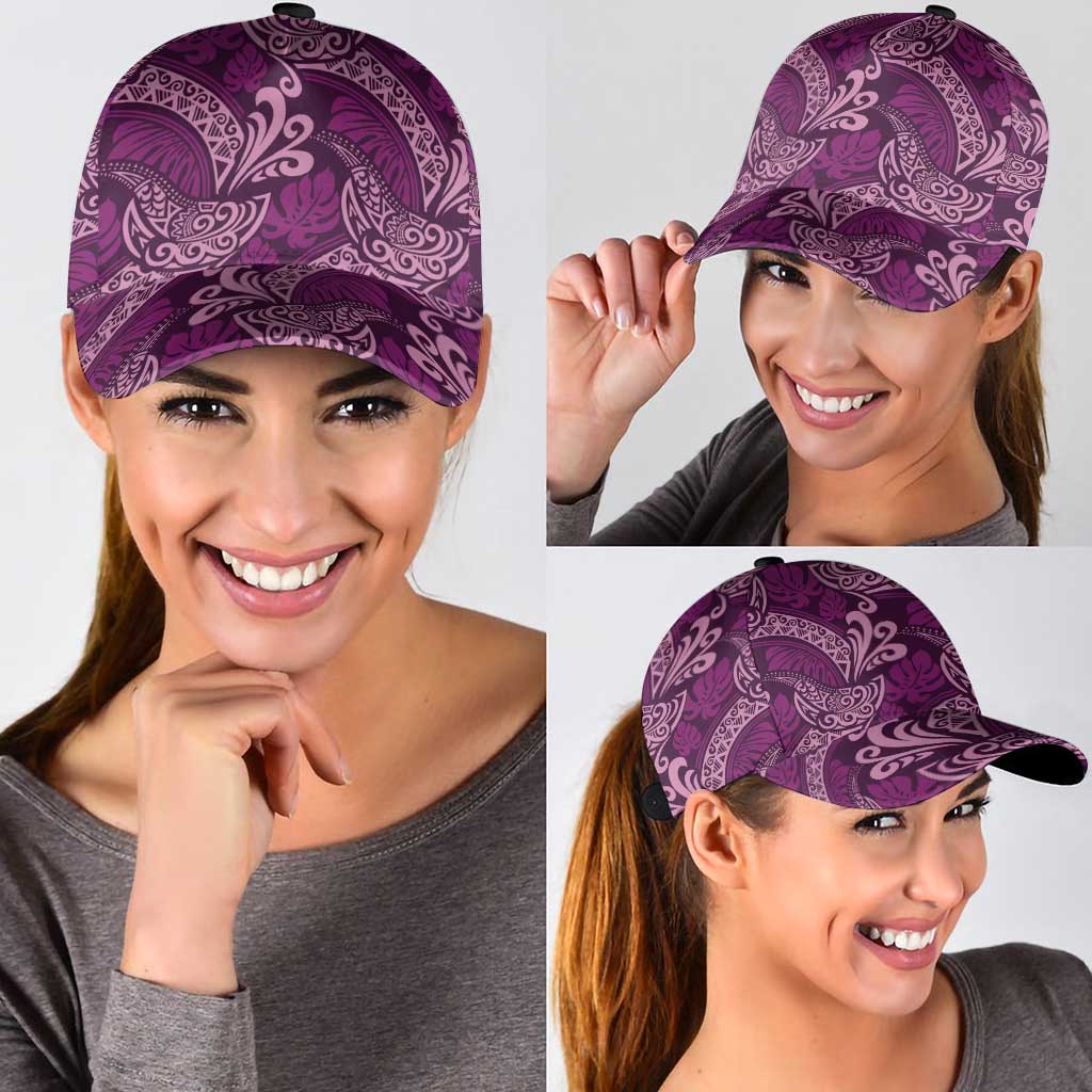 Royal Purple Monstera Classic Cap Polynesian Tribal Pattern - Polynesian Pride