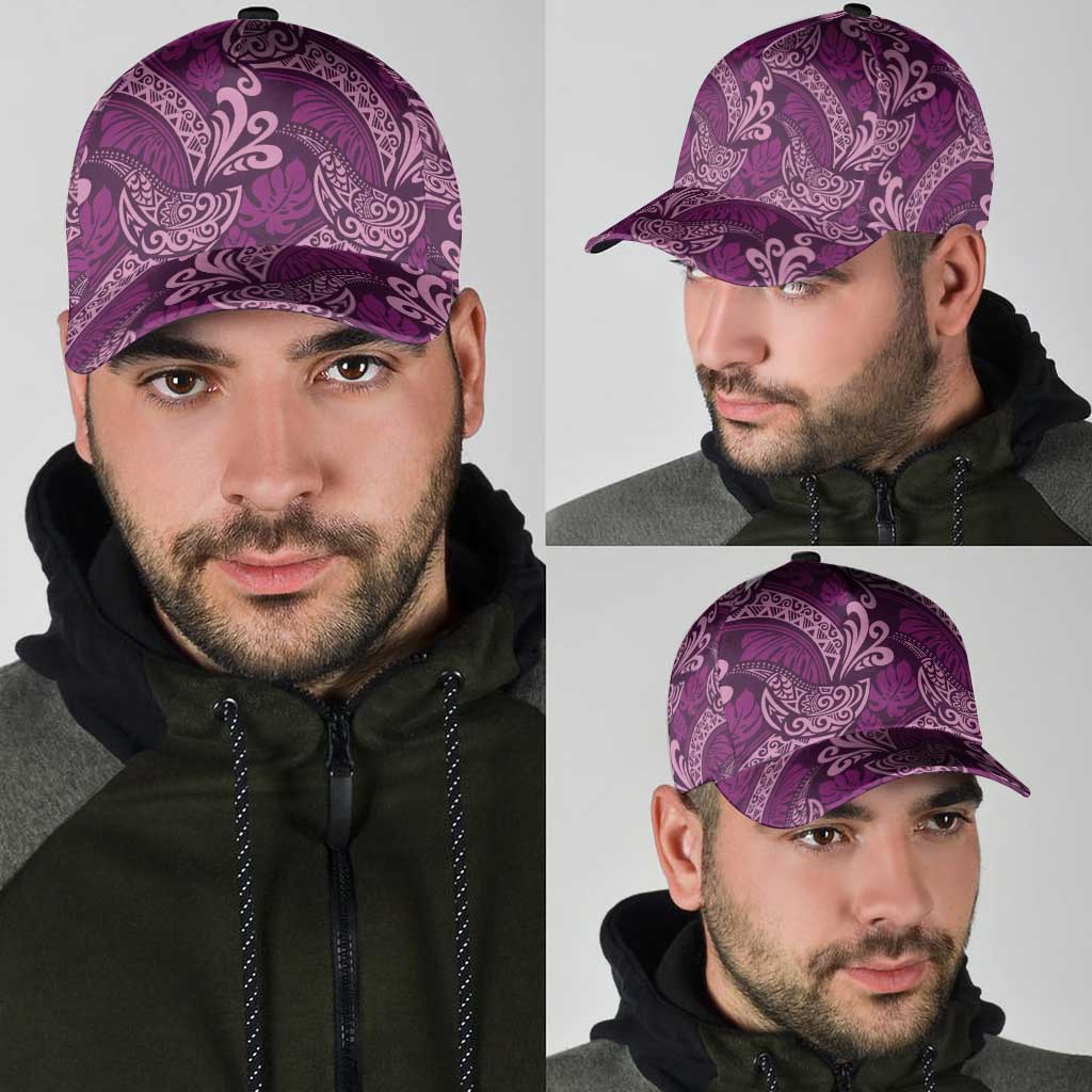 Royal Purple Monstera Classic Cap Polynesian Tribal Pattern - Polynesian Pride