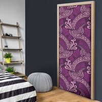Royal Purple Monstera Door Cover Polynesian Tribal Pattern - Polynesian Pride