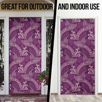 Royal Purple Monstera Door Cover Polynesian Tribal Pattern - Polynesian Pride