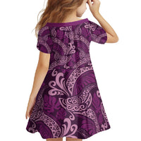Royal Purple Monstera Family Matching Long Sleeve Bodycon Dress and Hawaiian Shirt Polynesian Tribal Pattern - Polynesian Pride