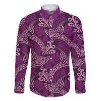 Royal Purple Monstera Family Matching Off The Shoulder Long Sleeve Dress and Hawaiian Shirt Polynesian Tribal Pattern - Polynesian Pride