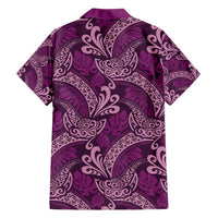 Royal Purple Monstera Family Matching Off Shoulder Maxi Dress and Hawaiian Shirt Polynesian Tribal Pattern - Polynesian Pride