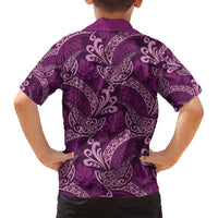 Royal Purple Monstera Family Matching Puletasi and Hawaiian Shirt Polynesian Tribal Pattern - Polynesian Pride