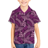 Royal Purple Monstera Family Matching Tank Maxi Dress and Hawaiian Shirt Polynesian Tribal Pattern - Polynesian Pride