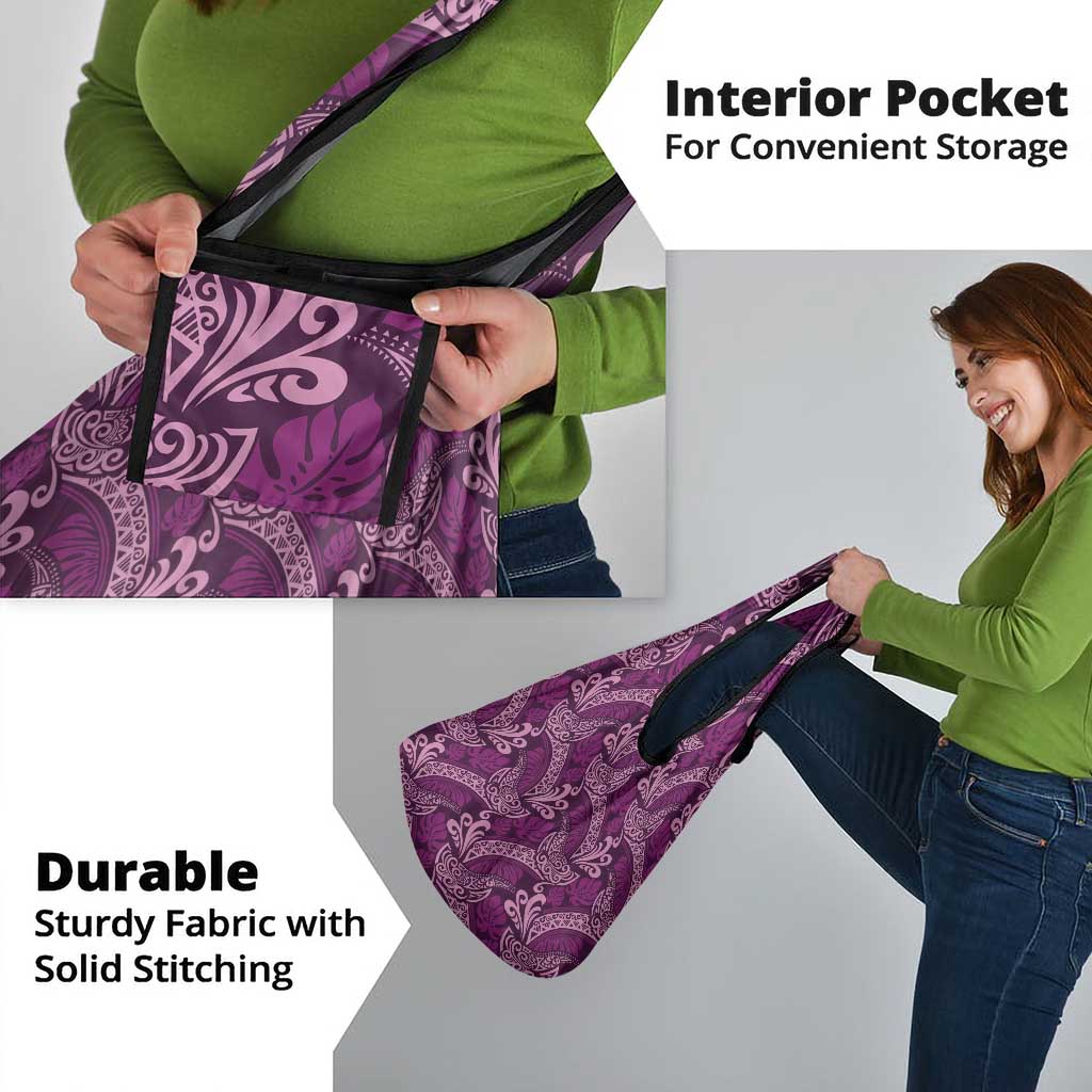 Royal Purple Monstera Grocery Bag Polynesian Tribal Pattern - Polynesian Pride