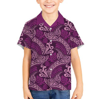 Royal Purple Monstera Hawaiian Shirt Polynesian Tribal Pattern - Polynesian Pride