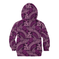 Royal Purple Monstera Kid Hoodie Polynesian Tribal Pattern - Polynesian Pride