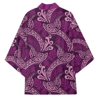 Royal Purple Monstera Kimono Polynesian Tribal Pattern - Polynesian Pride