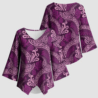 Royal Purple Monstera Kimono Sleeve Blouse Polynesian Tribal Pattern - Polynesian Pride