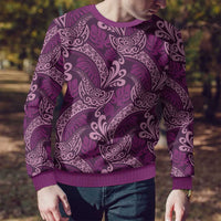 Royal Purple Monstera Ugly Christmas Sweater Polynesian Tribal Pattern - Polynesian Pride