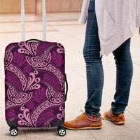 Royal Purple Monstera Luggage Cover Polynesian Tribal Pattern - Polynesian Pride