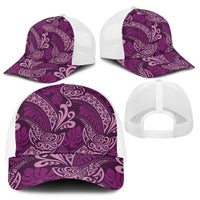 Royal Purple Monstera Mesh Trucker Cap Polynesian Tribal Pattern - Polynesian Pride