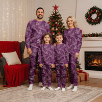 Royal Purple Monstera Christmas Pajama Set Polynesian Tribal Pattern - Polynesian Pride