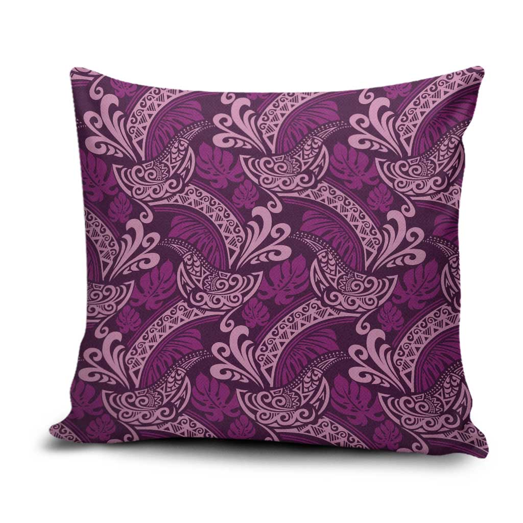 Royal Purple Monstera Pillow Cover Polynesian Tribal Pattern - Polynesian Pride