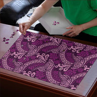 Royal Purple Monstera Puzzle Polynesian Tribal Pattern - Polynesian Pride