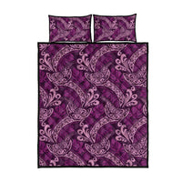 Royal Purple Monstera Quilt Bed Set Polynesian Tribal Pattern - Polynesian Pride