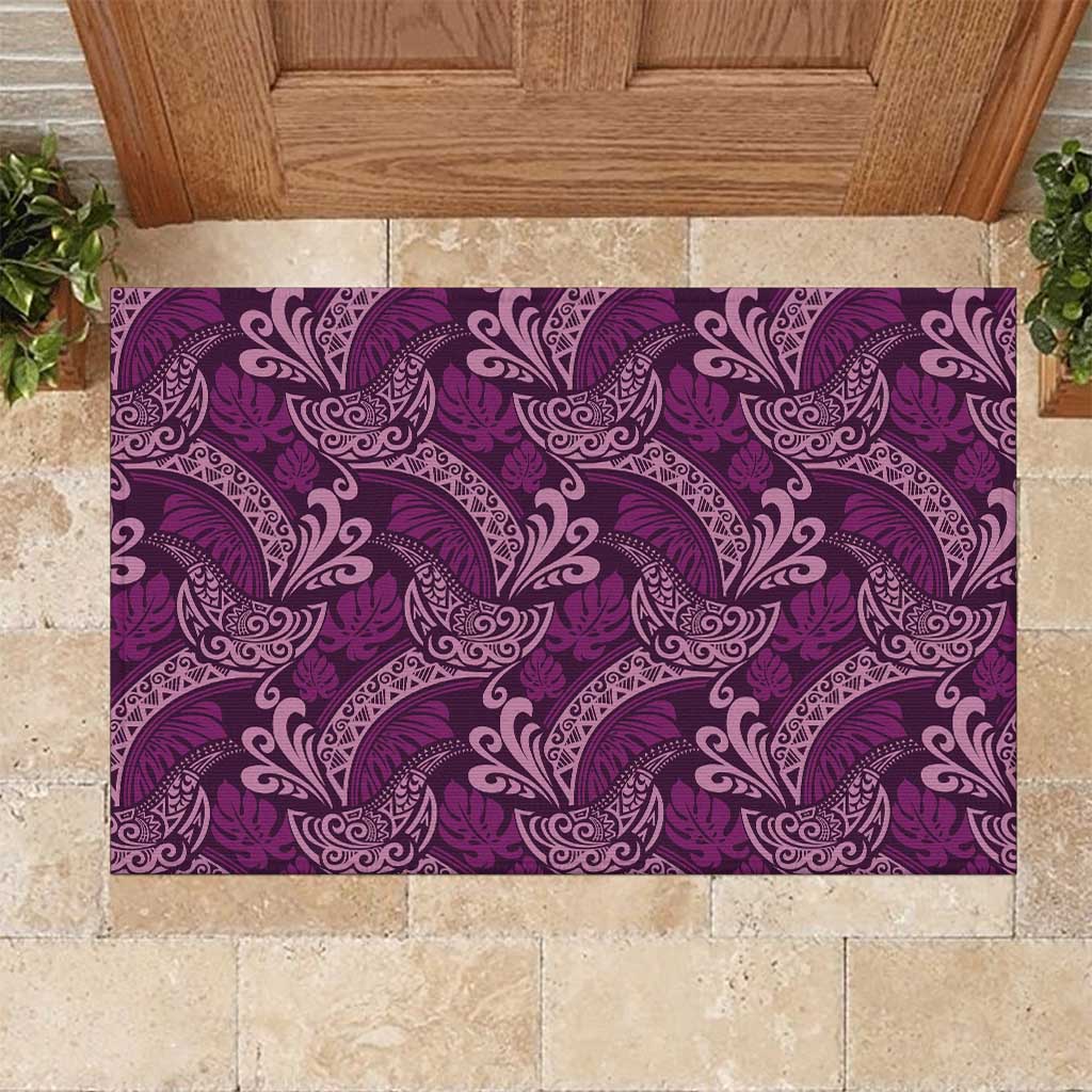 Royal Purple Monstera Rubber Doormat Polynesian Tribal Pattern - Polynesian Pride