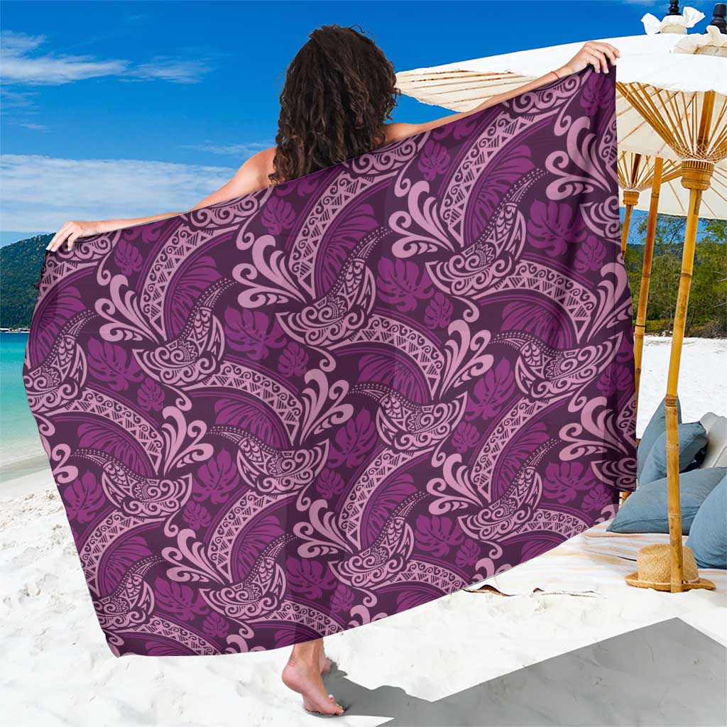 Royal Purple Monstera Sarong Polynesian Tribal Pattern - Polynesian Pride