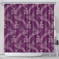 Royal Purple Monstera Shower Curtain Polynesian Tribal Pattern - Polynesian Pride