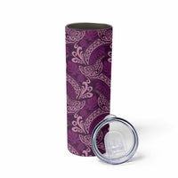Royal Purple Monstera Skinny Tumbler Polynesian Tribal Pattern - Polynesian Pride