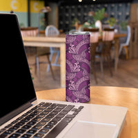 Royal Purple Monstera Skinny Tumbler Polynesian Tribal Pattern - Polynesian Pride