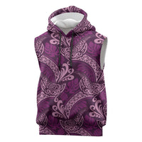 Royal Purple Monstera Sleeveless Hoodie Polynesian Tribal Pattern - Polynesian Pride