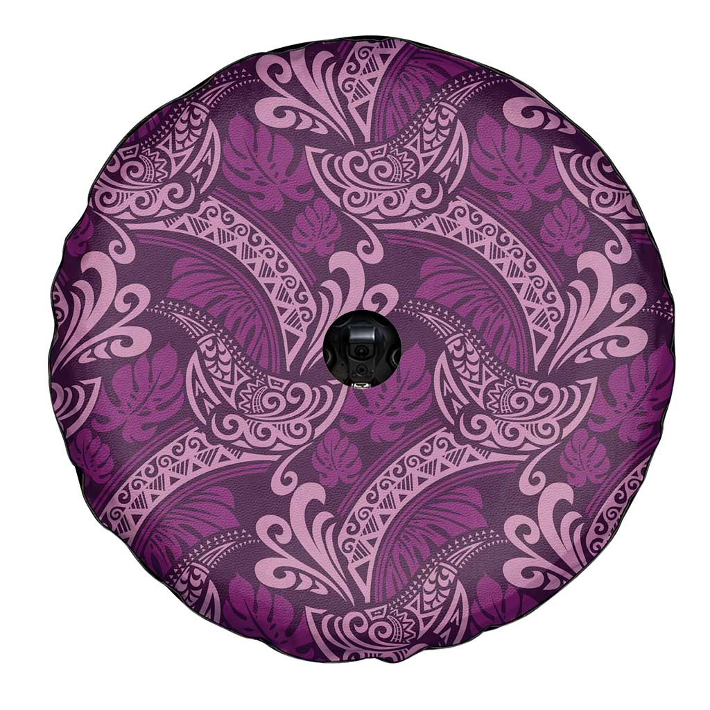 Royal Purple Monstera Spare Tire Cover Polynesian Tribal Pattern - Polynesian Pride