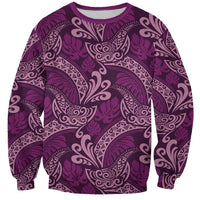 Royal Purple Monstera Sweatshirt Polynesian Tribal Pattern - Polynesian Pride