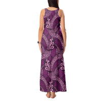 Royal Purple Monstera Tank Maxi Dress Polynesian Tribal Pattern - Polynesian Pride