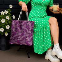 Royal Purple Monstera Tote Bag Polynesian Tribal Pattern - Polynesian Pride