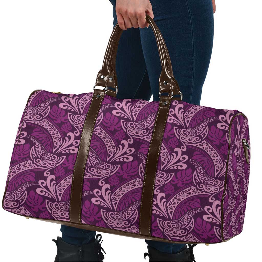 Royal Purple Monstera Travel Bag Polynesian Tribal Pattern - Polynesian Pride