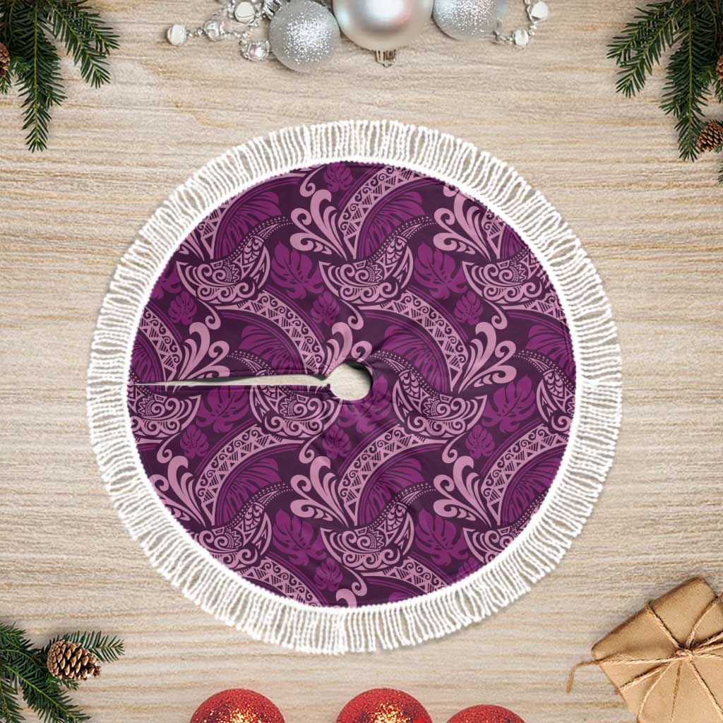 Royal Purple Monstera Tree Skirt Polynesian Tribal Pattern - Polynesian Pride
