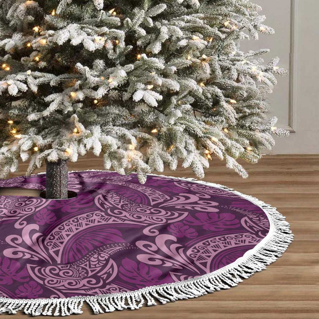 Royal Purple Monstera Tree Skirt Polynesian Tribal Pattern - Polynesian Pride