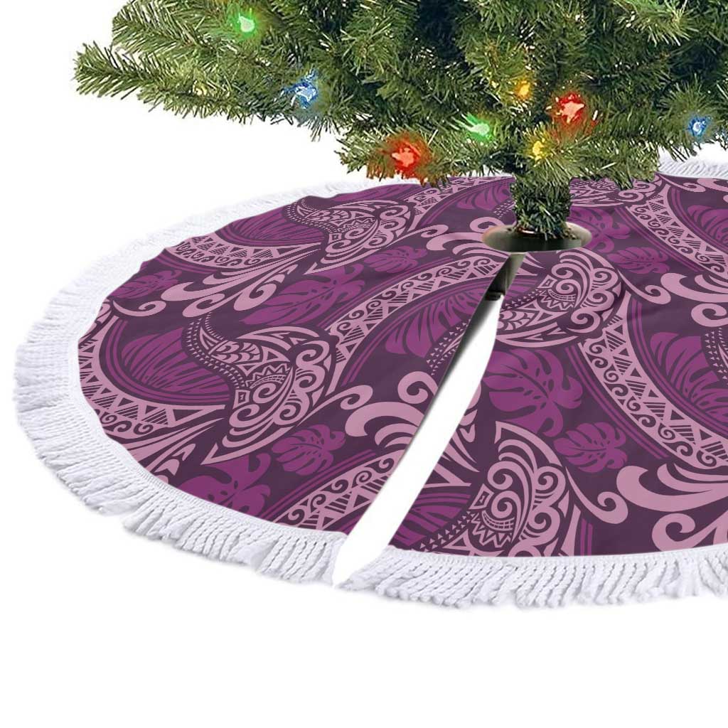 Royal Purple Monstera Tree Skirt Polynesian Tribal Pattern - Polynesian Pride