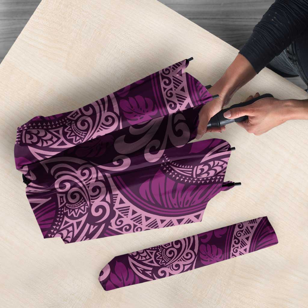 Royal Purple Monstera Umbrella Polynesian Tribal Pattern - Polynesian Pride