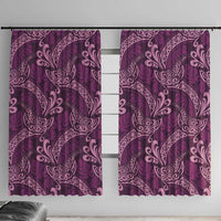 Royal Purple Monstera Window Curtain Polynesian Tribal Pattern - Polynesian Pride