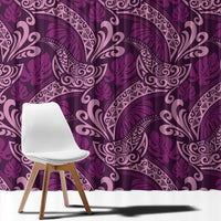 Royal Purple Monstera Window Curtain Polynesian Tribal Pattern - Polynesian Pride